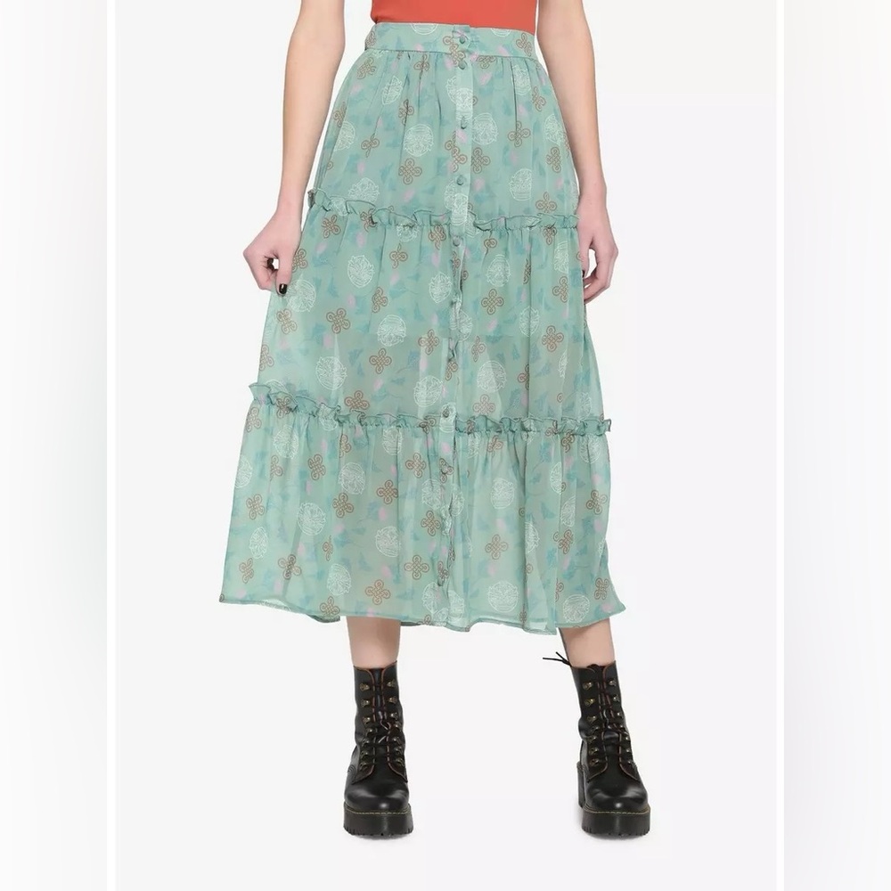 OUTLANDER TIERED SKIRT! Maxi Chiffon Ruffle Celtic Knot Scottish Thistle TV Show